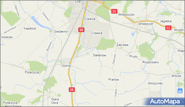 mapa Stefanów gmina Jarocin, Stefanów gmina Jarocin na mapie Targeo