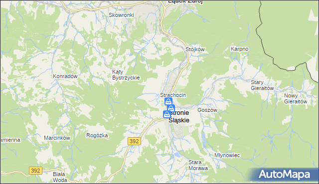 mapa Strachocin gmina Stronie Śląskie, Strachocin gmina Stronie Śląskie na mapie Targeo