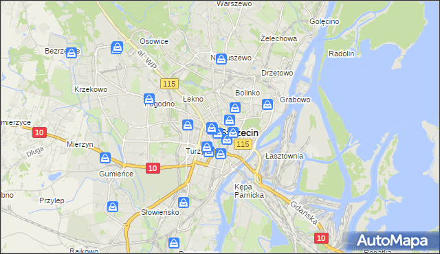 mapa Szczecina, Szczecin na mapie Targeo