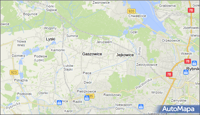 mapa Szczerbice, Szczerbice na mapie Targeo