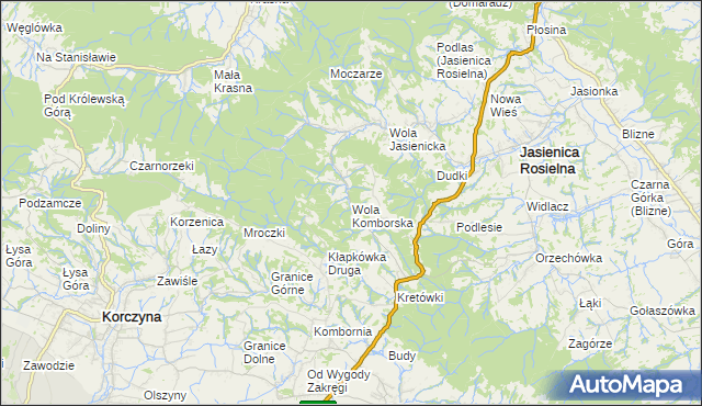 mapa Wola Komborska, Wola Komborska na mapie Targeo