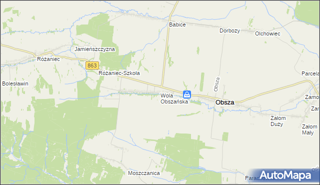 mapa Wola Obszańska, Wola Obszańska na mapie Targeo