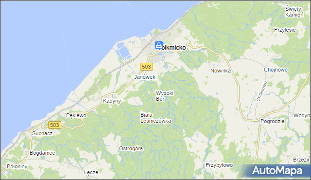 mapa Wysoki Bór, Wysoki Bór na mapie Targeo