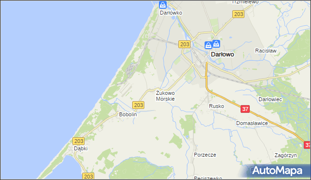 mapa Żukowo Morskie, Żukowo Morskie na mapie Targeo