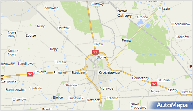 mapa Błonie gmina Krośniewice, Błonie gmina Krośniewice na mapie Targeo