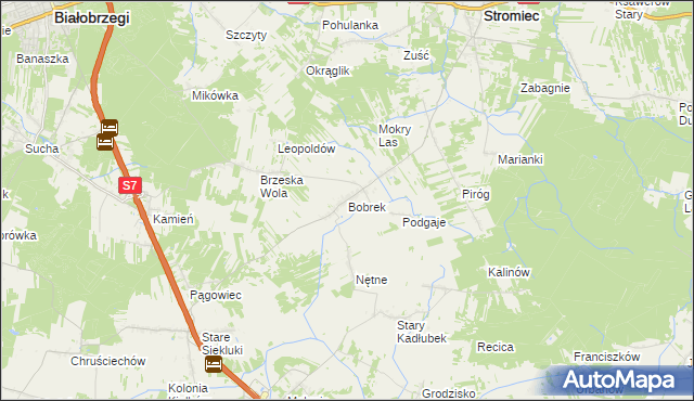 mapa Bobrek gmina Stromiec, Bobrek gmina Stromiec na mapie Targeo