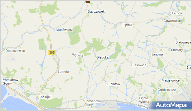 mapa Głęboka gmina Ziębice, Głęboka gmina Ziębice na mapie Targeo