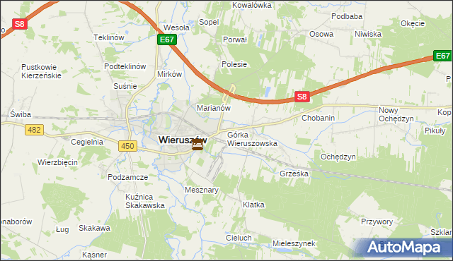 mapa Górka Wieruszowska, Górka Wieruszowska na mapie Targeo