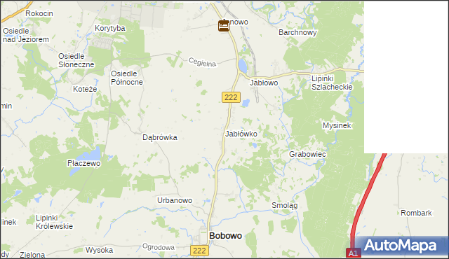 mapa Jabłówko gmina Bobowo, Jabłówko gmina Bobowo na mapie Targeo