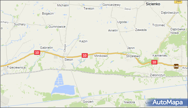 mapa Minikowo gmina Nakło nad Notecią, Minikowo gmina Nakło nad Notecią na mapie Targeo