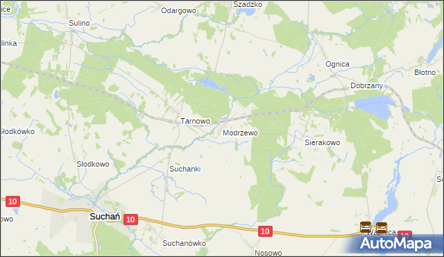 mapa Modrzewo, Modrzewo na mapie Targeo