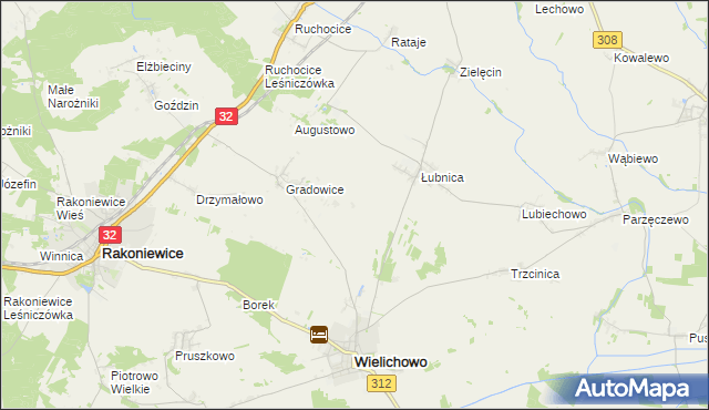 mapa Mokrzec gmina Wielichowo, Mokrzec gmina Wielichowo na mapie Targeo