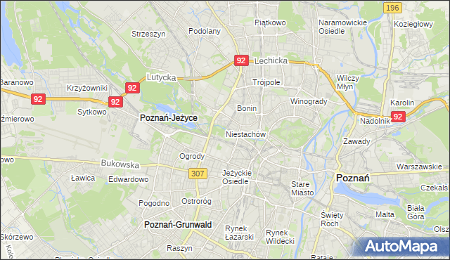 mapa Niestachów gmina Poznań, Niestachów gmina Poznań na mapie Targeo
