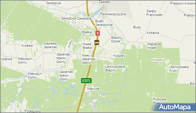 mapa Pastwiska gmina Iłża, Pastwiska gmina Iłża na mapie Targeo