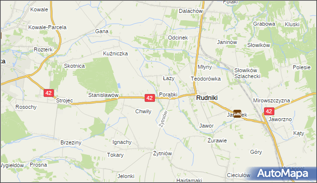 mapa Porąbki gmina Rudniki, Porąbki gmina Rudniki na mapie Targeo