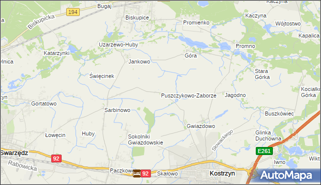 mapa Puszczykowo-Zaborze, Puszczykowo-Zaborze na mapie Targeo