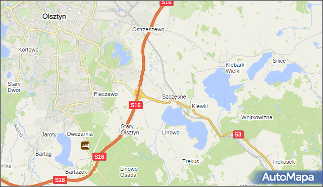 mapa Szczęsne gmina Purda, Szczęsne gmina Purda na mapie Targeo