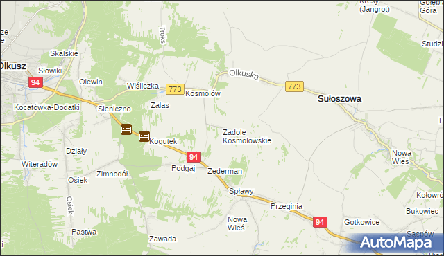 mapa Zadole Kosmolowskie, Zadole Kosmolowskie na mapie Targeo