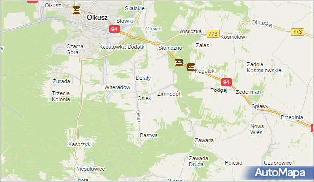 mapa Zimnodół, Zimnodół na mapie Targeo