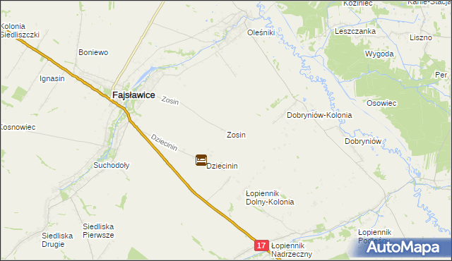 mapa Zosin gmina Fajsławice, Zosin gmina Fajsławice na mapie Targeo