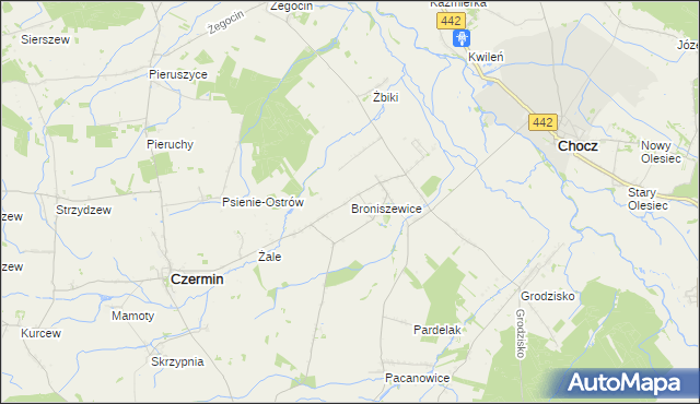 mapa Broniszewice, Broniszewice na mapie Targeo