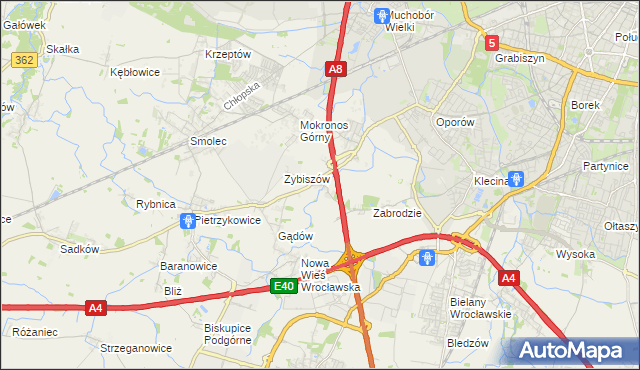 mapa Cesarzowice gmina Kąty Wrocławskie, Cesarzowice gmina Kąty Wrocławskie na mapie Targeo