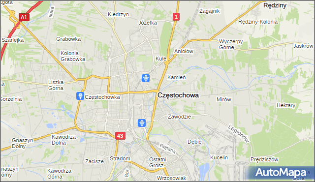 mapa Częstochowy, Częstochowa na mapie Targeo