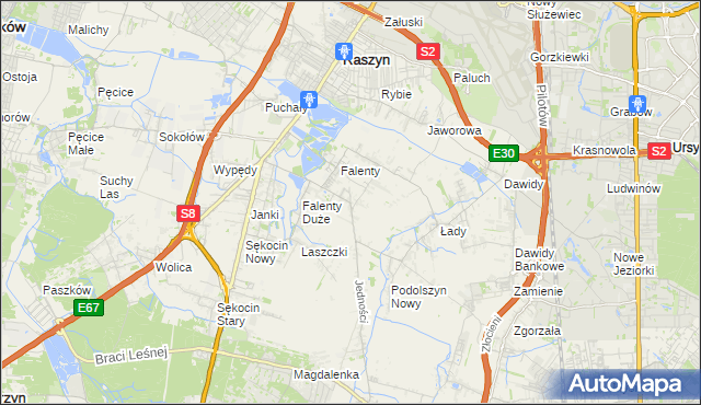 mapa Falenty Nowe, Falenty Nowe na mapie Targeo