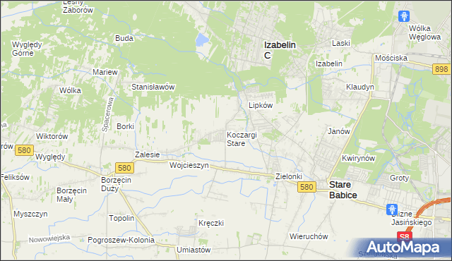 mapa Koczargi Stare, Koczargi Stare na mapie Targeo