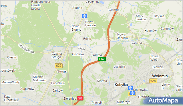 mapa Nadma, Nadma na mapie Targeo
