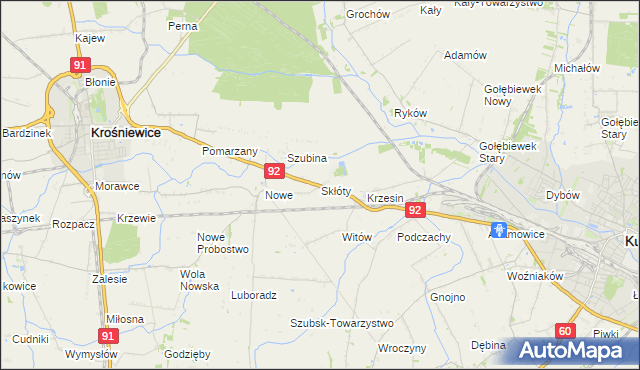 mapa Skłóty, Skłóty na mapie Targeo