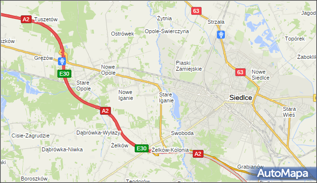 mapa Stare Iganie, Stare Iganie na mapie Targeo