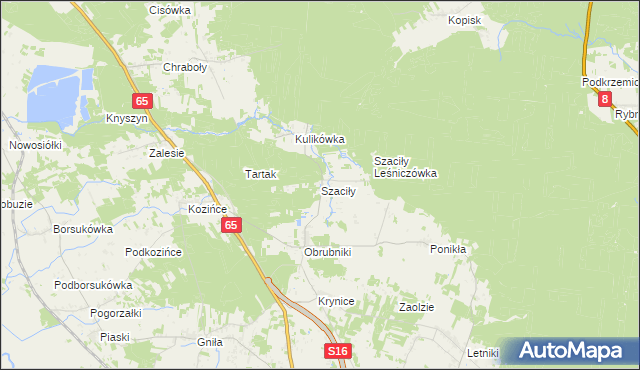 mapa Szaciły gmina Dobrzyniewo Duże, Szaciły gmina Dobrzyniewo Duże na mapie Targeo