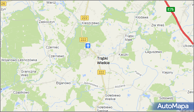 mapa Trąbki Wielkie, Trąbki Wielkie na mapie Targeo