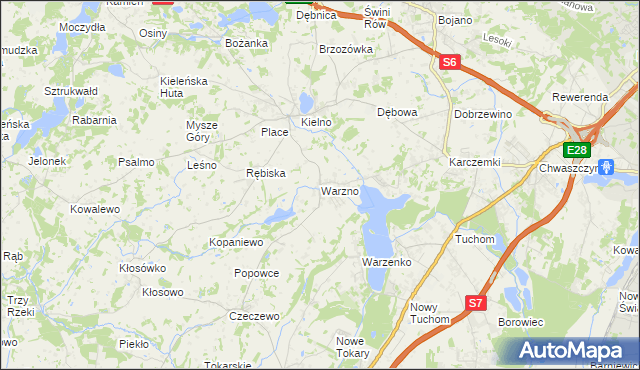 mapa Warzno, Warzno na mapie Targeo
