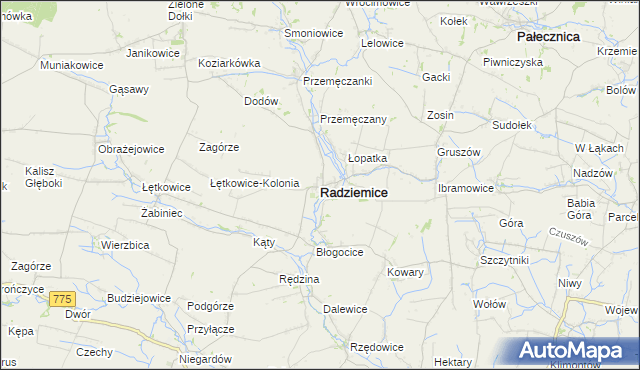 mapa Radziemice, Radziemice na mapie Targeo