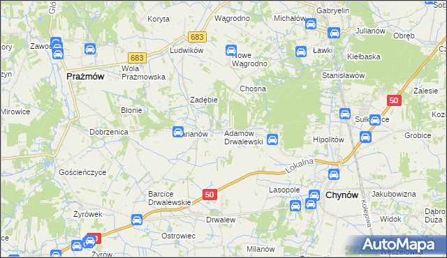 mapa Adamów Drwalewski, Adamów Drwalewski na mapie Targeo