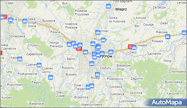 mapa Andrychów, Andrychów na mapie Targeo