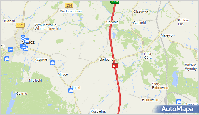 mapa Barłożno, Barłożno na mapie Targeo