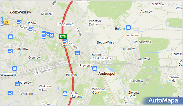 mapa Bedoń Przykościelny, Bedoń Przykościelny na mapie Targeo