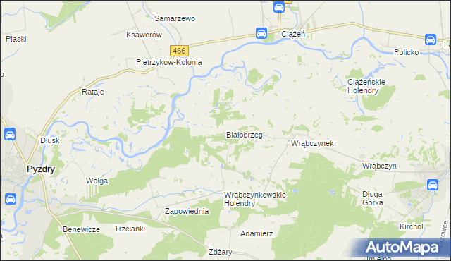 mapa Białobrzeg gmina Pyzdry, Białobrzeg gmina Pyzdry na mapie Targeo