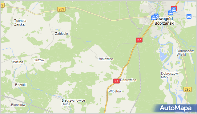 mapa Białowice, Białowice na mapie Targeo
