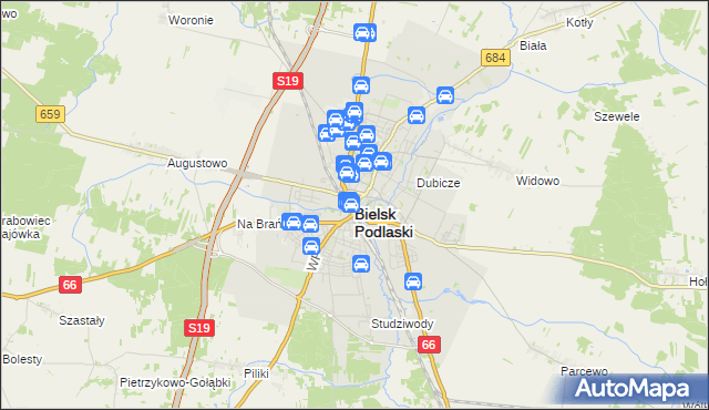mapa Bielsk Podlaski, Bielsk Podlaski na mapie Targeo
