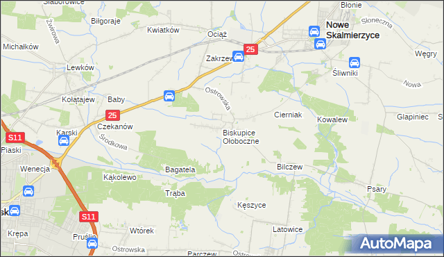 mapa Biskupice Ołoboczne, Biskupice Ołoboczne na mapie Targeo