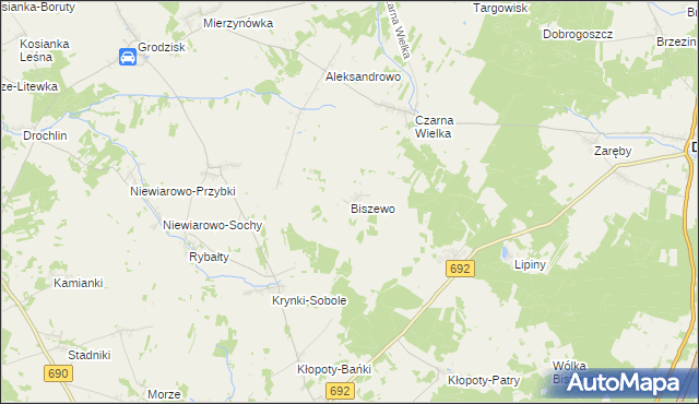 mapa Biszewo, Biszewo na mapie Targeo