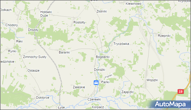 mapa Bogdanki gmina Juchnowiec Kościelny, Bogdanki gmina Juchnowiec Kościelny na mapie Targeo