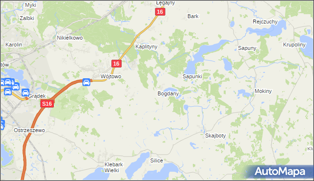 mapa Bogdany gmina Barczewo, Bogdany gmina Barczewo na mapie Targeo