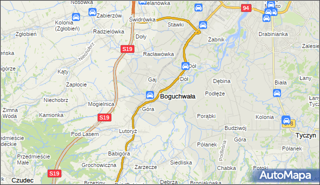 mapa Boguchwała powiat rzeszowski, Boguchwała powiat rzeszowski na mapie Targeo