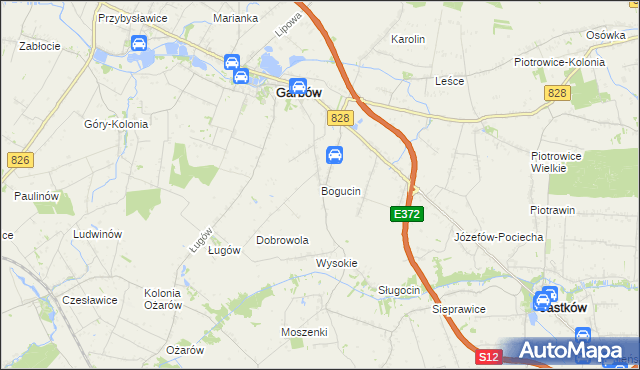 mapa Bogucin gmina Garbów, Bogucin gmina Garbów na mapie Targeo
