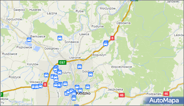 mapa Boguszyn gmina Kłodzko, Boguszyn gmina Kłodzko na mapie Targeo